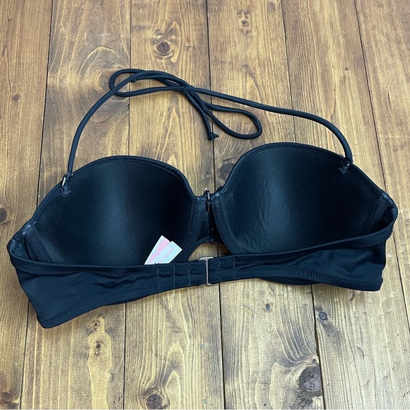 Victoria’s Secret swimsuit top black bandeau top with rhinestone design - Picture 3 of 7